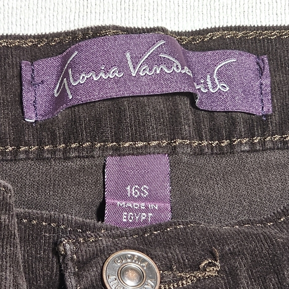 Gloria Vanderbilt Women's Straight Leg Corduroy Jeans in Dark Brown - Picture 3 of 3